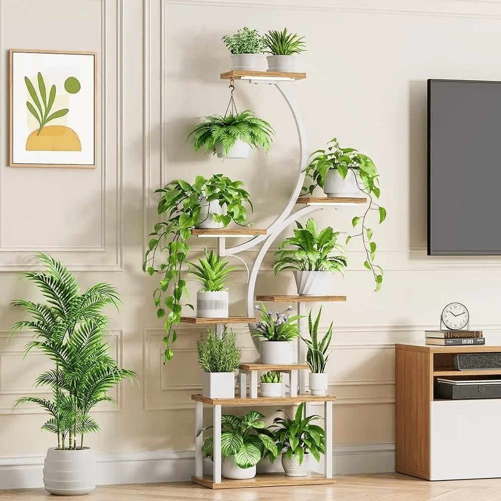 Support pour pot de fleur 8 niveaux en métal, 157 cm de haut