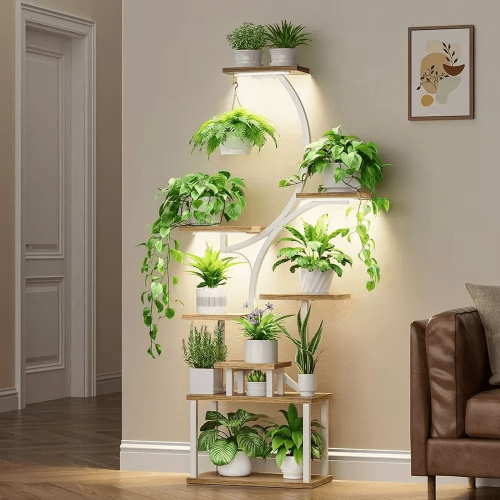 Support pour pot de fleur 8 niveaux en métal, 157 cm de haut
