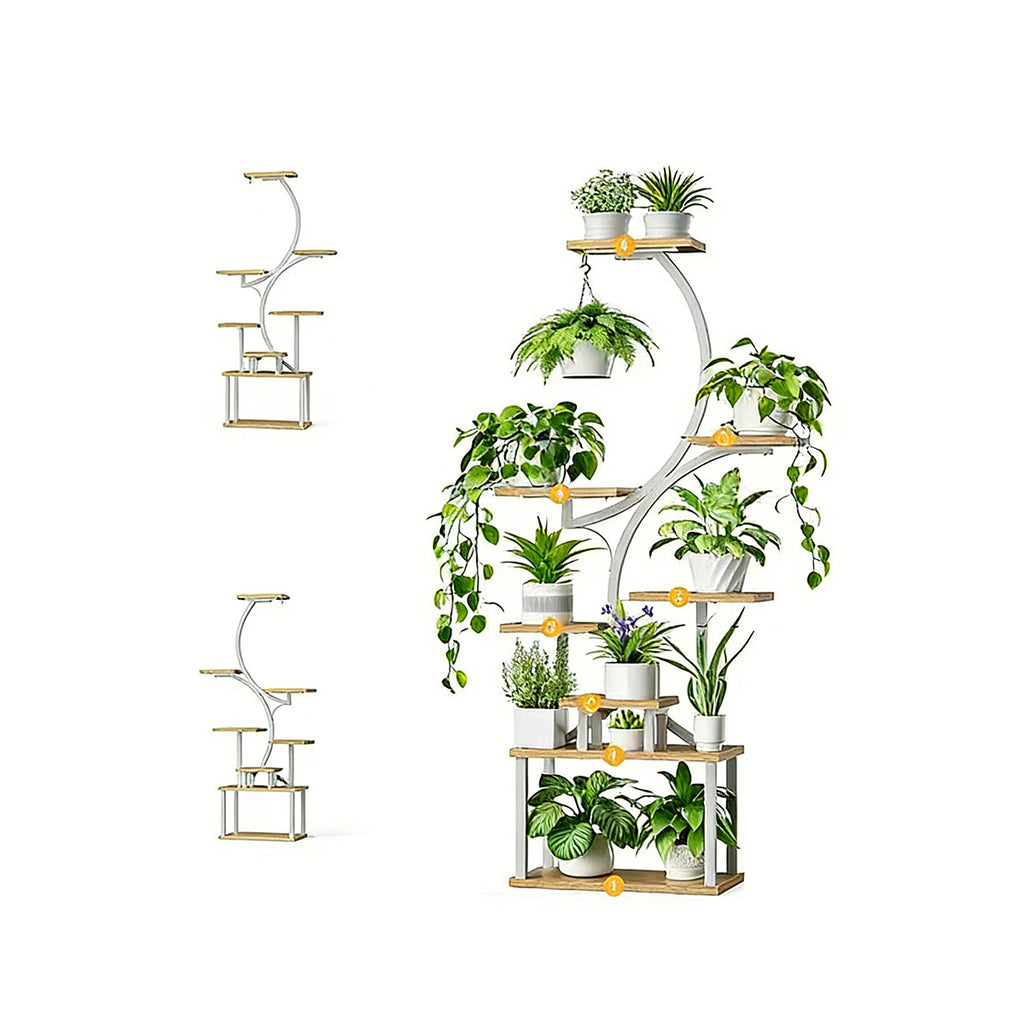 Support pour pot de fleur 8 niveaux en métal, 157 cm de haut