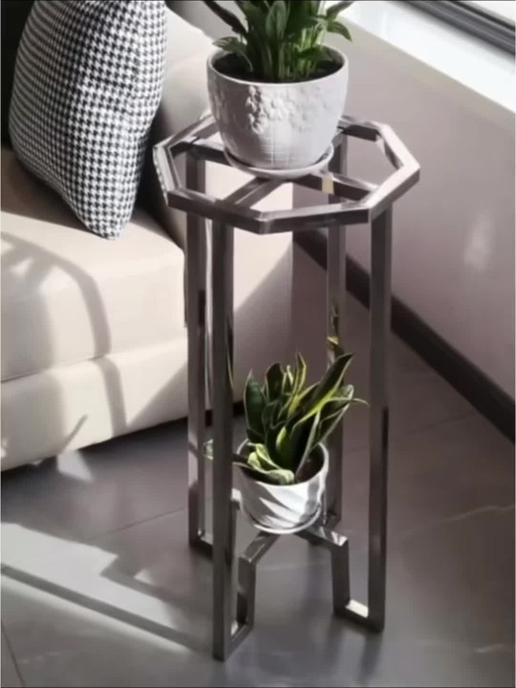 Support pour pot de fleur en acier inoxydable Ø 26 × H 57 cm