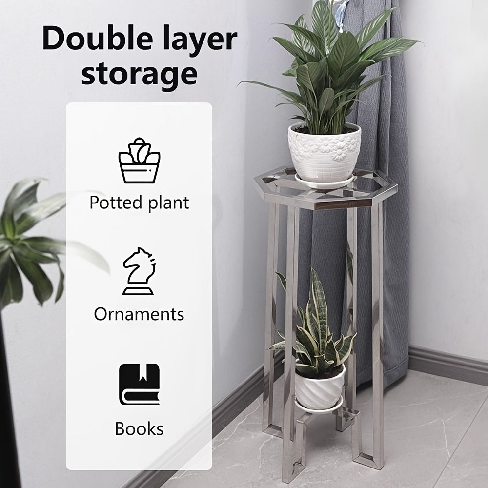 Support pour pot de fleur en acier inoxydable Ø 26 × H 57 cm
