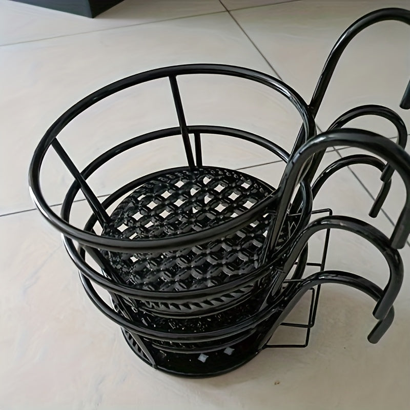 Support pour pot de fleur de balcon en métal noir, lot de 3