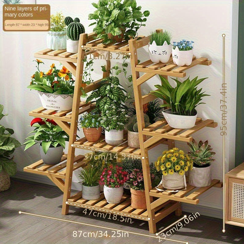 Support pour pot de fleur en bambou à 9 niveaux, 95 cm de haut