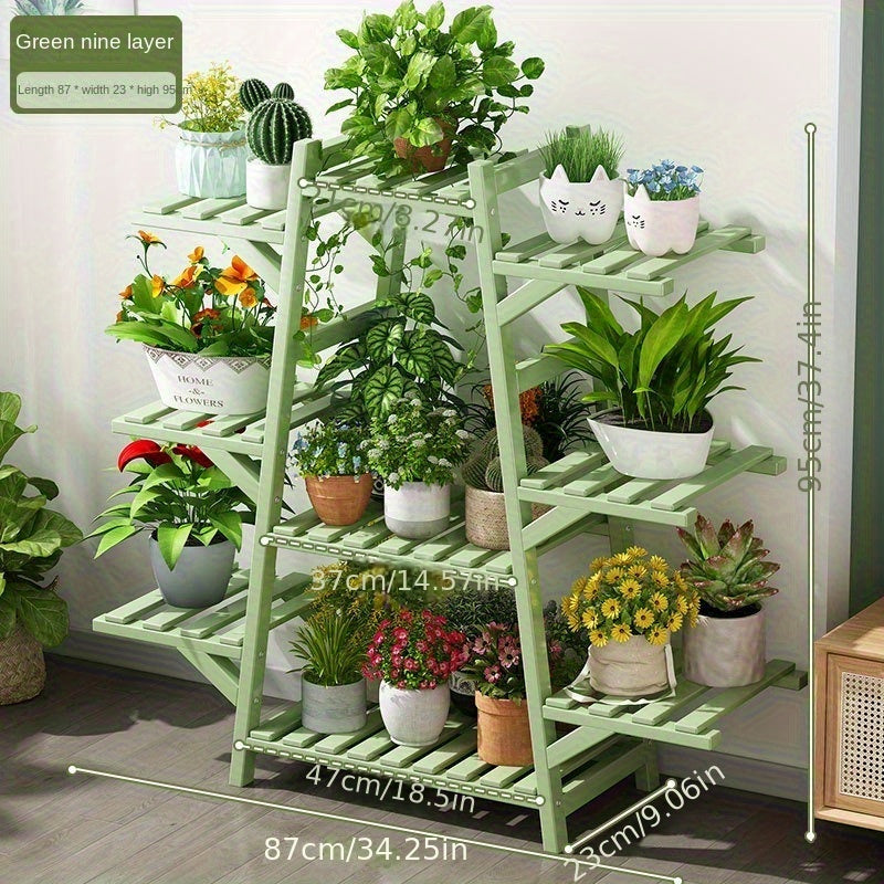 Support pour pot de fleur en bambou à 9 niveaux, 95 cm de haut