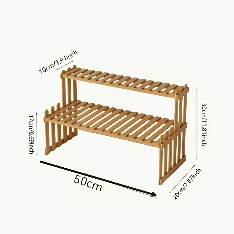 Support pour pot de fleur en bois massif 2 niveaux 50 cm