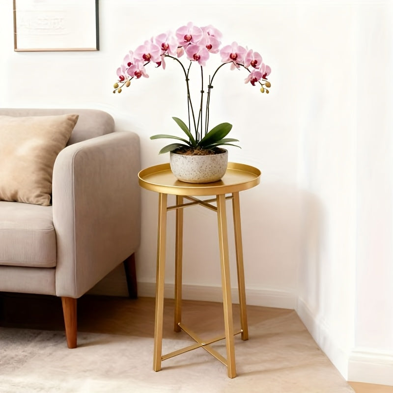 Support pour pot de fleur doré Ø 25 cm — sellette haute 55 cm