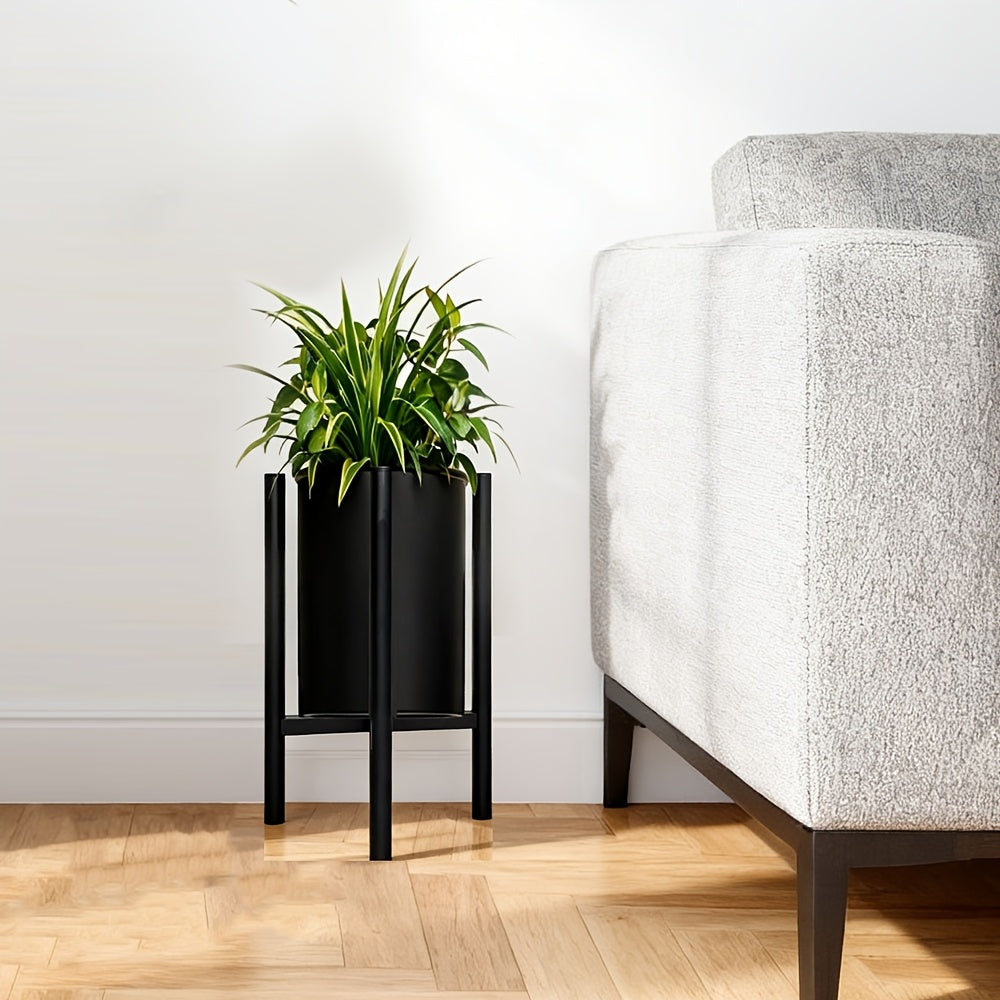 Support pour pot de fleur extensible en métal noir 25 à 40 cm