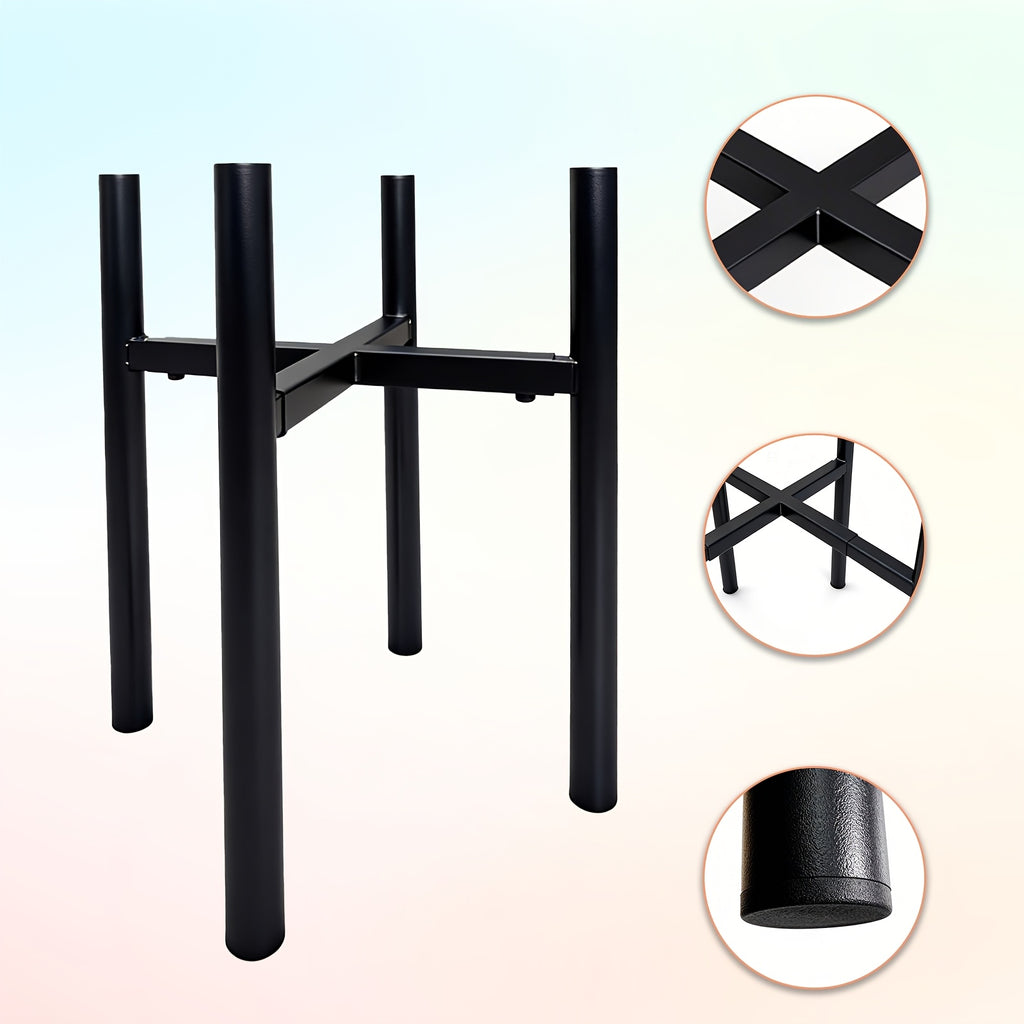 Support pour pot de fleur extensible en métal noir 25 à 40 cm