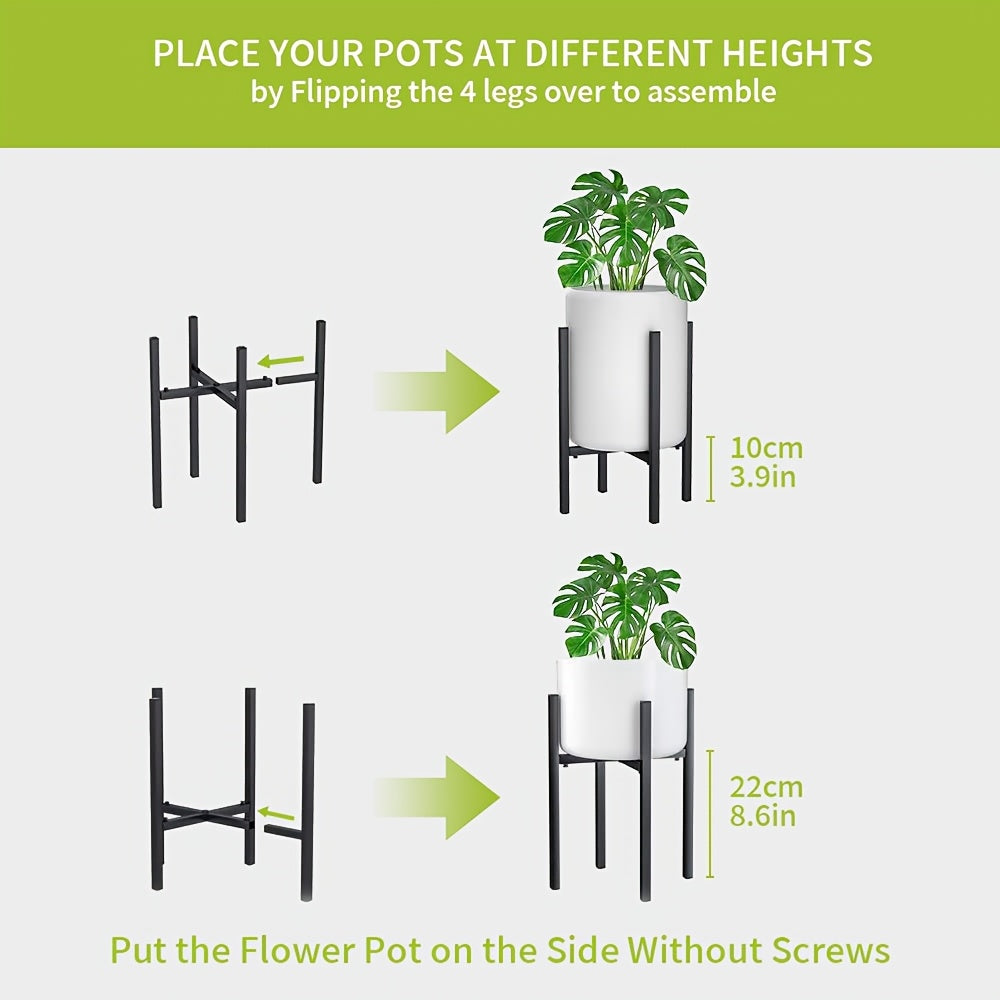 Support pour pot de fleur extensible en métal noir 25 à 40 cm