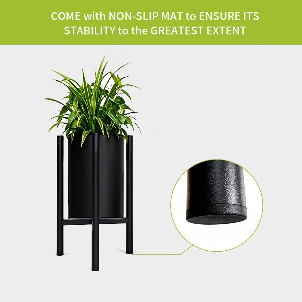 Support pour pot de fleur extensible en métal noir 25 à 40 cm