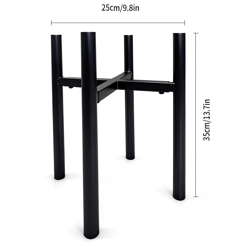 Support pour pot de fleur extensible en métal noir 25 à 40 cm