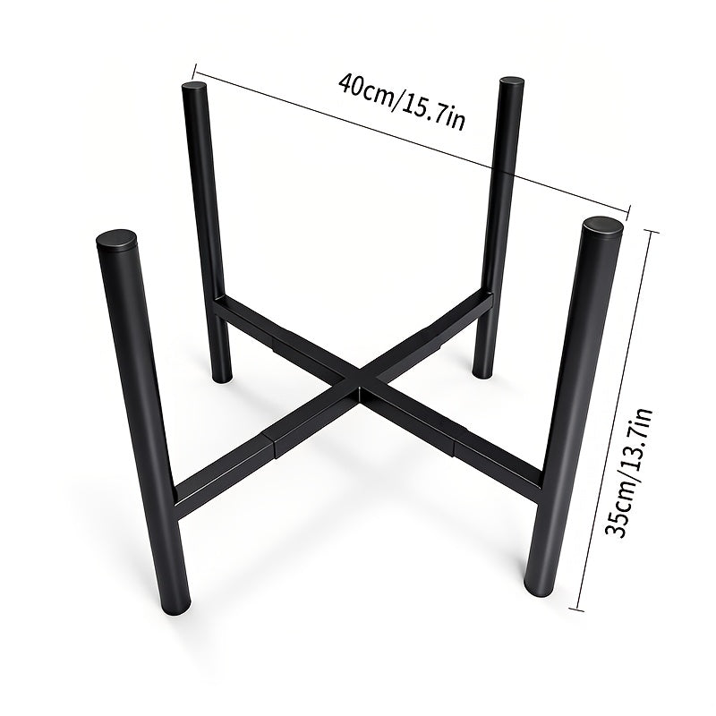 Support pour pot de fleur extensible en métal noir 25 à 40 cm