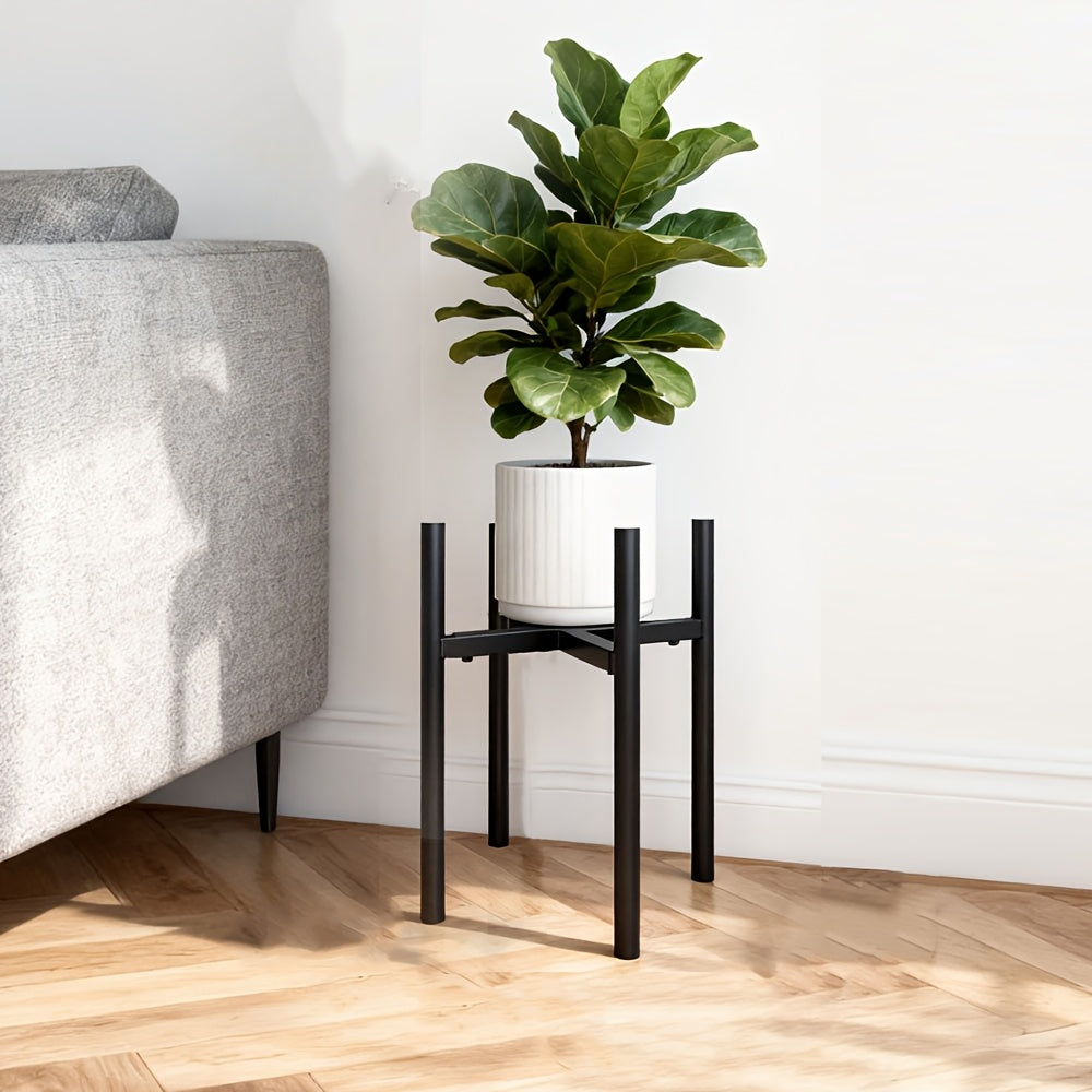 Support pour pot de fleur extensible en métal noir 25 à 40 cm