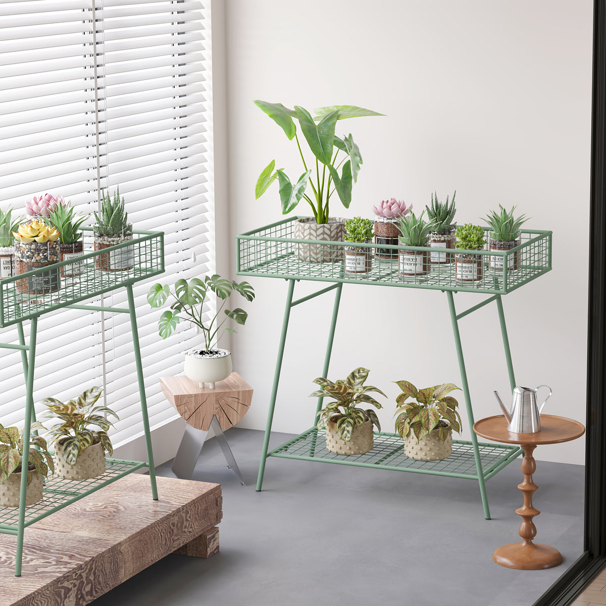 Support pour pot de fleur en métal 2 étages — style nordique