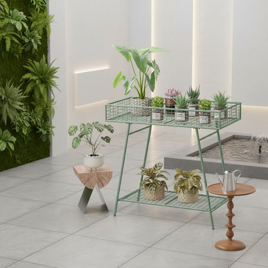 Support pour pot de fleur en métal 2 étages — style nordique