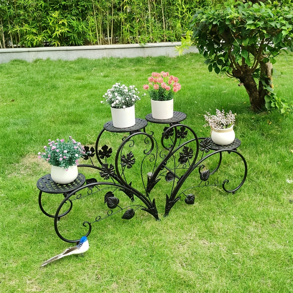 Support pour pot de fleur en métal noir — lot de 2 pièces