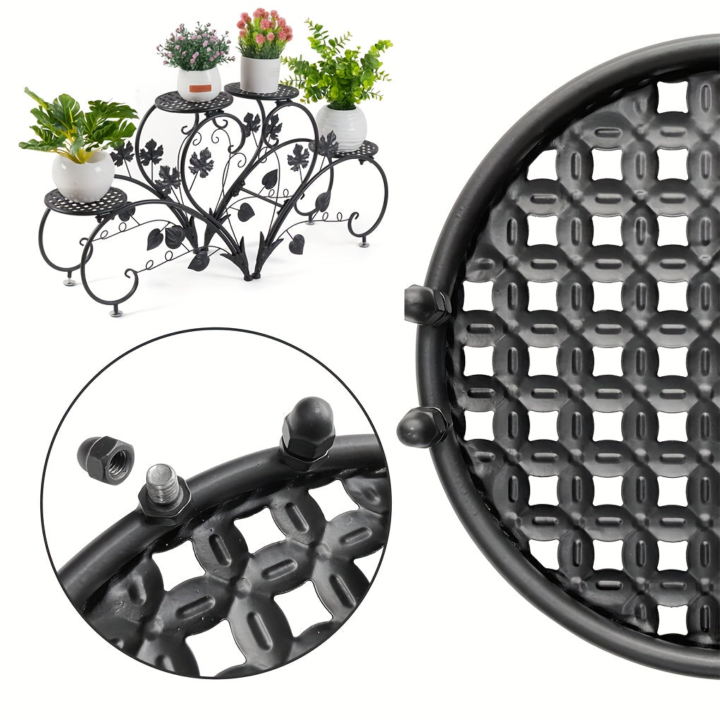 Support pour pot de fleur en métal noir — lot de 2 pièces