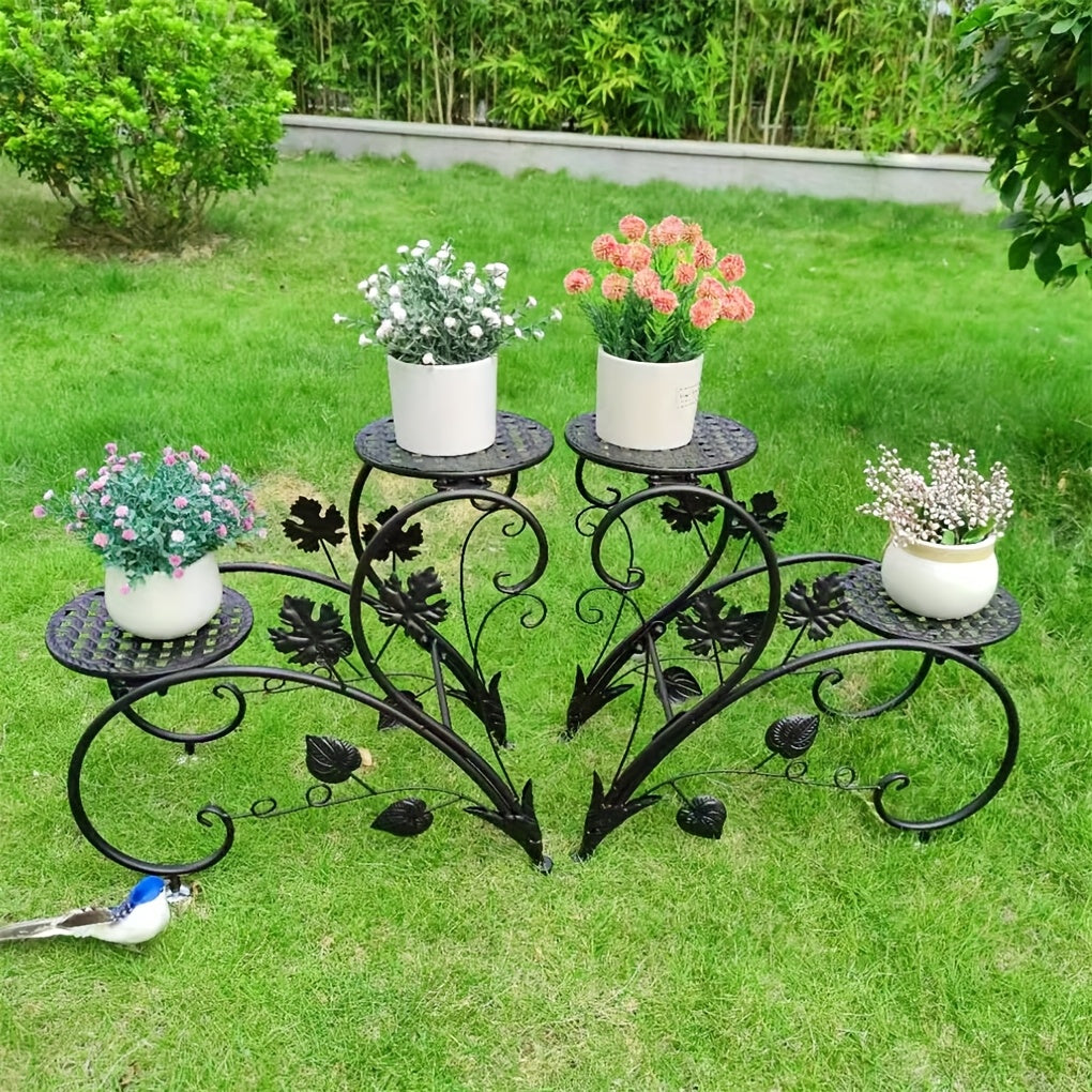 Support pour pot de fleur en métal noir — lot de 2 pièces