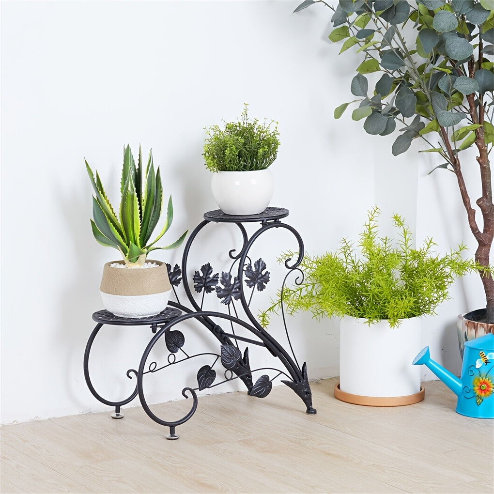 Support pour pot de fleur en métal noir — lot de 2 pièces