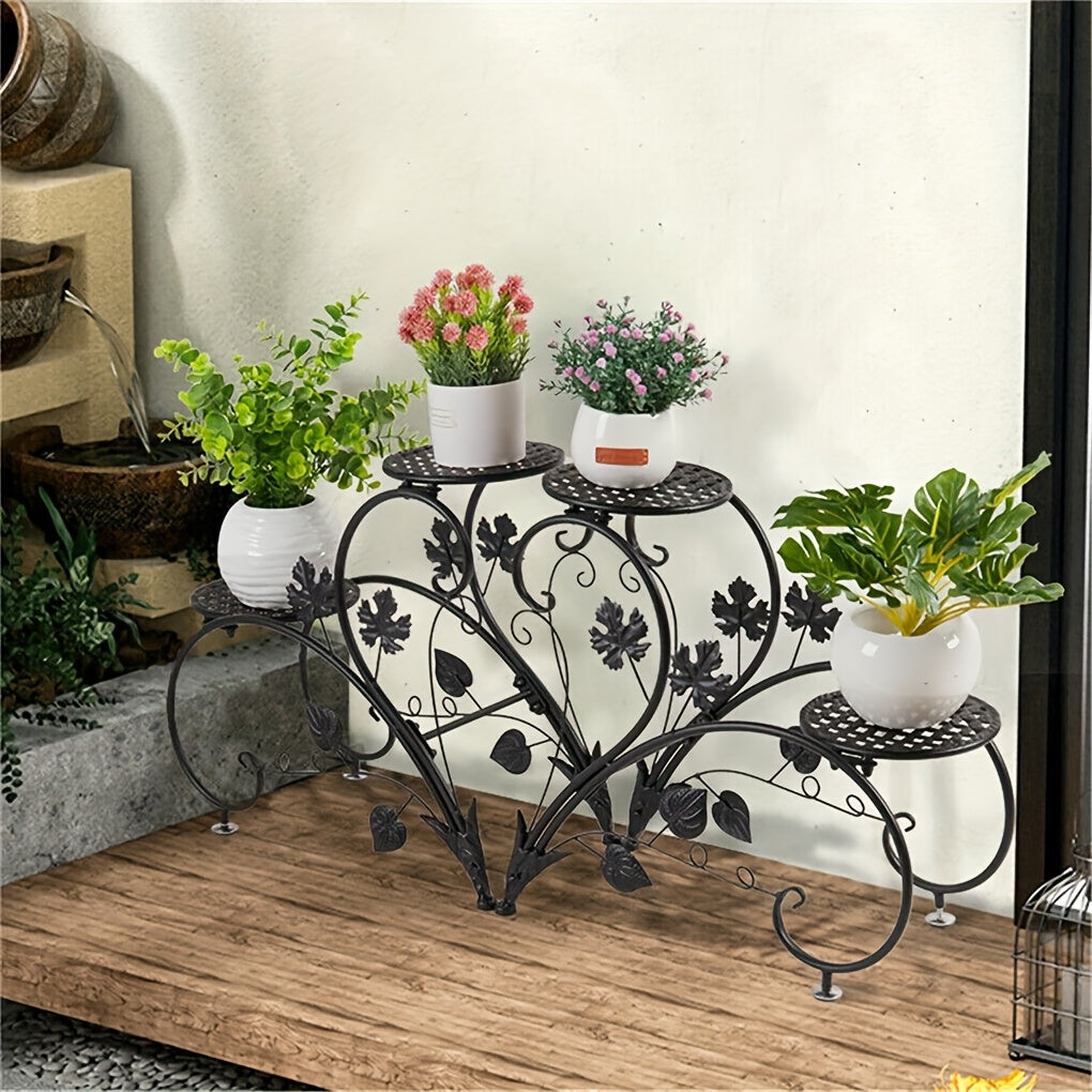 Support pour pot de fleur en métal noir — lot de 2 pièces