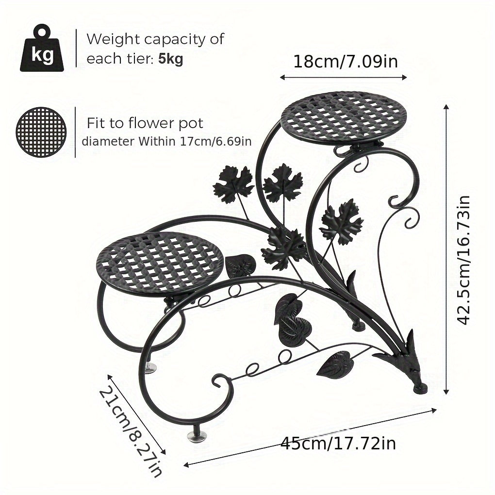 Support pour pot de fleur en métal noir — lot de 2 pièces