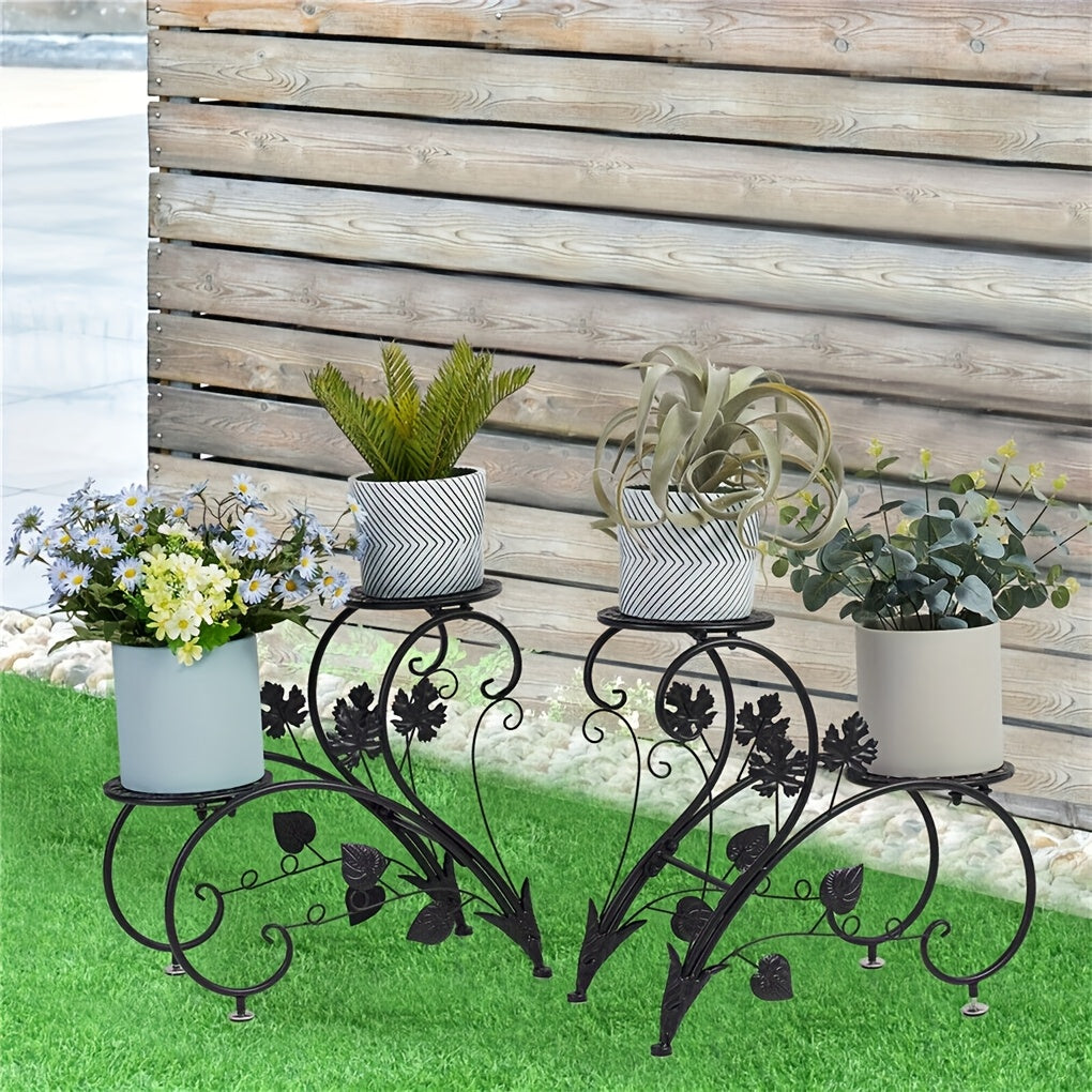 Support pour pot de fleur en métal noir — lot de 2 pièces