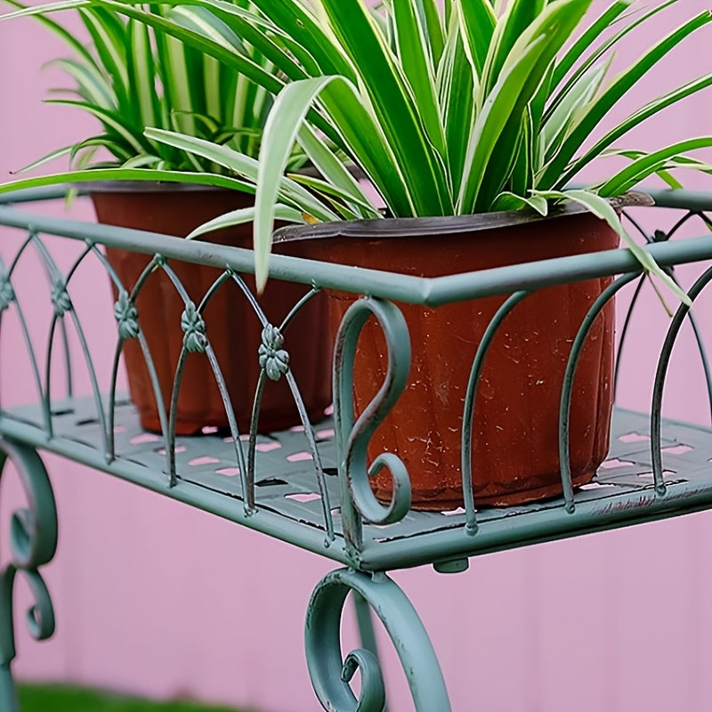 Support pour pot de fleur en métal vintage à deux niveaux