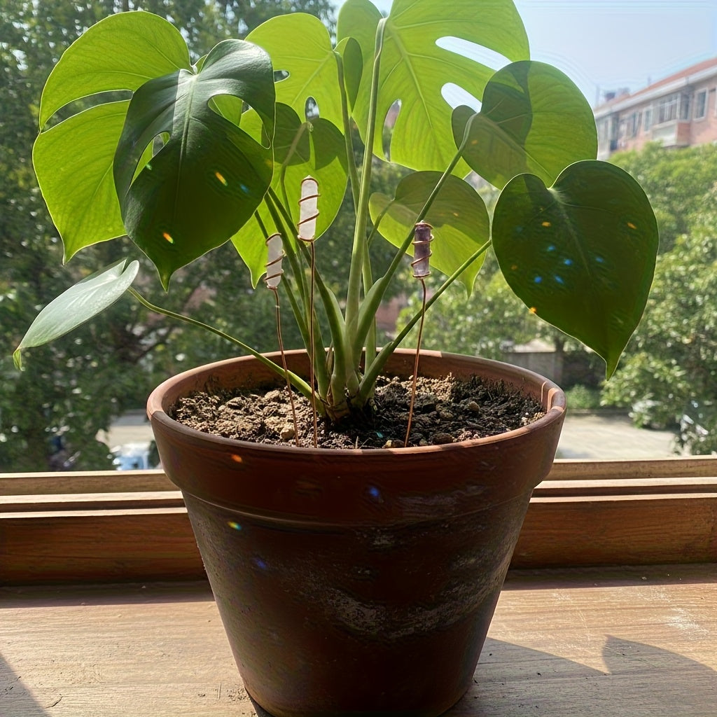 Support pour plante en quartz et métal cuivré, lot de 3