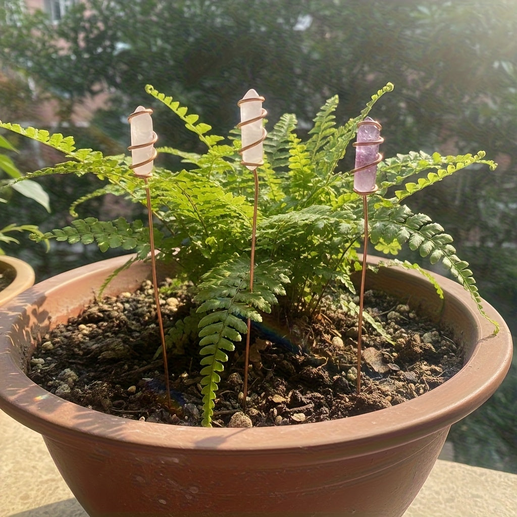 Support pour plante en quartz et métal cuivré, lot de 3