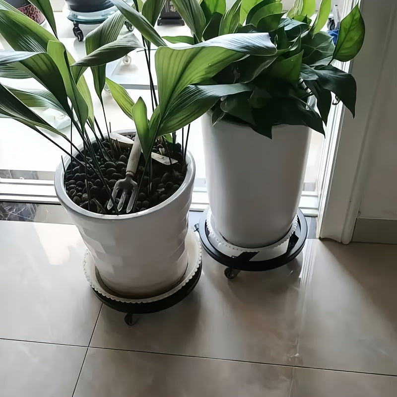 Duo de socles roulants pour pot de fleur Ø 30 cm noir mat
