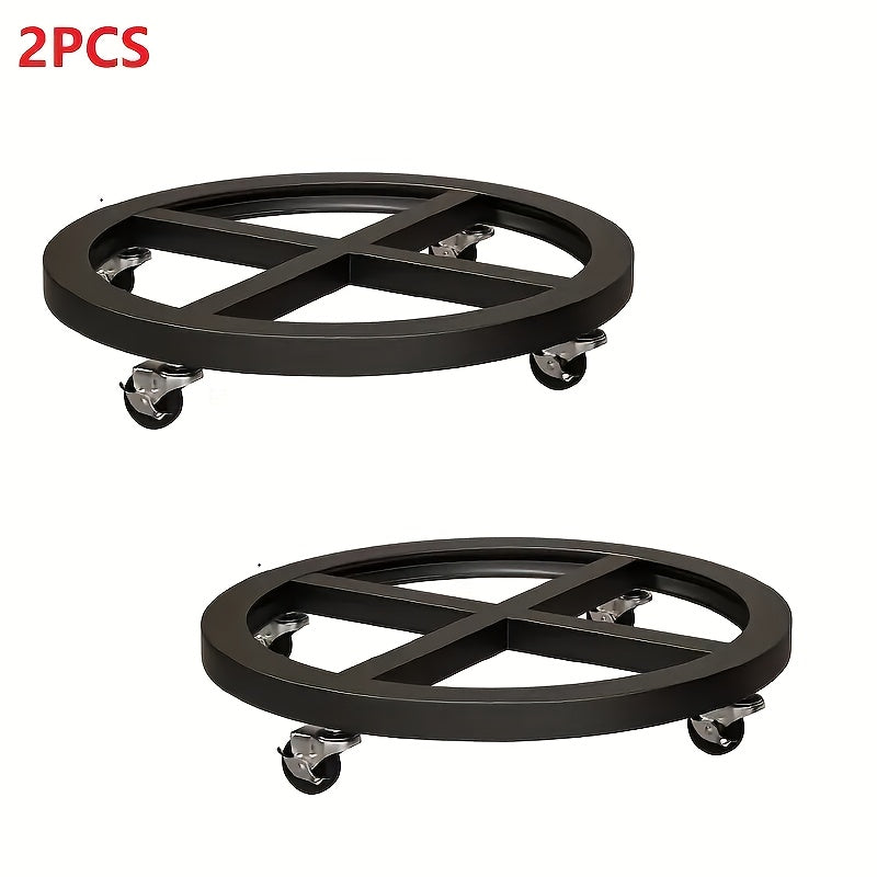 Duo de socles roulants pour pot de fleur Ø 30 cm noir mat