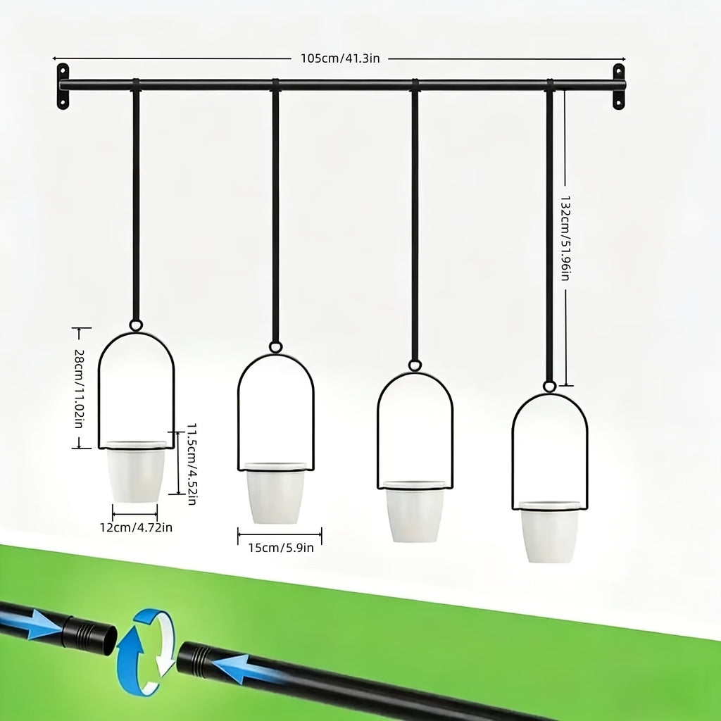 Suspension pour plante de balcon — barre 105 cm et 4 pots