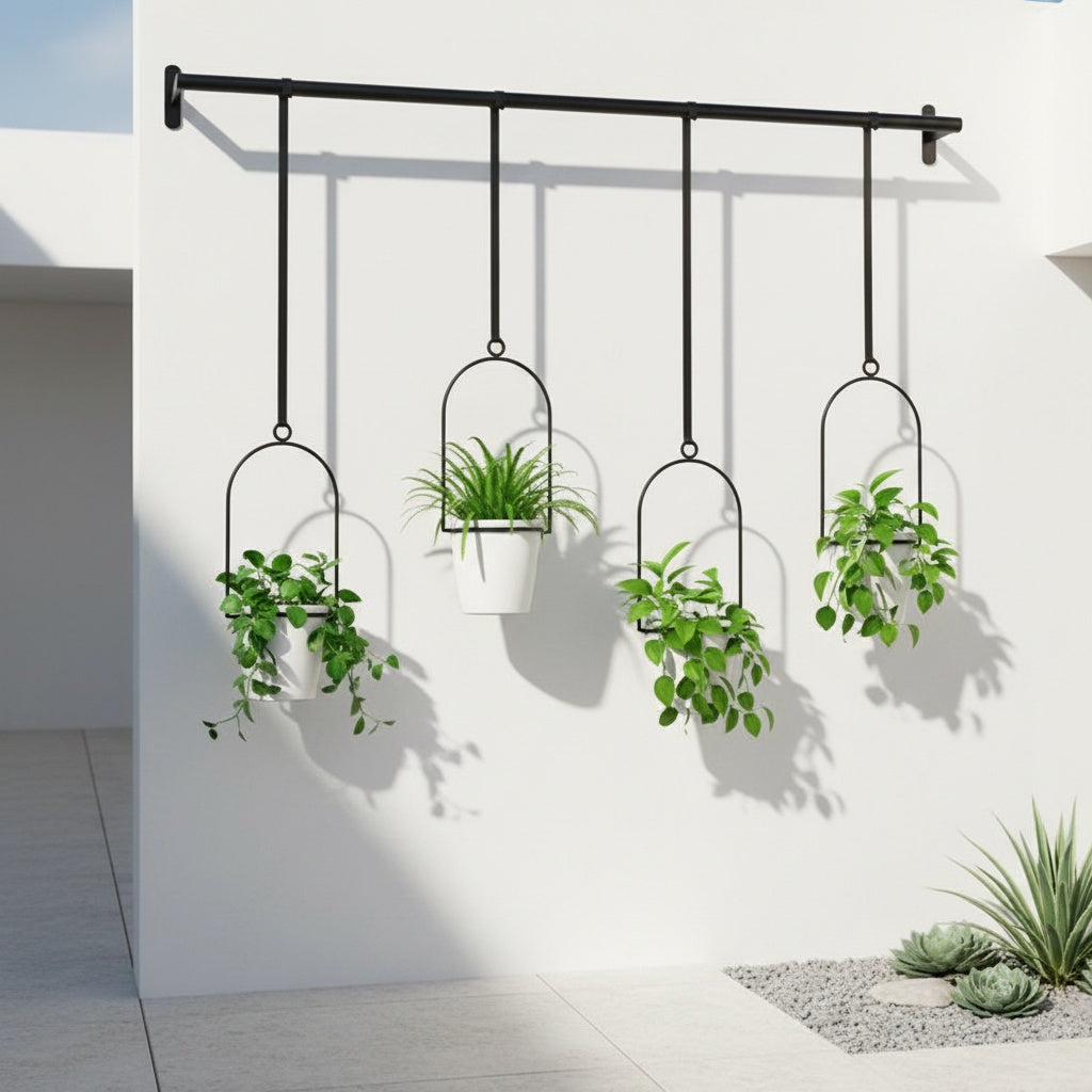 Suspension pour plante de balcon — barre 105 cm et 4 pots