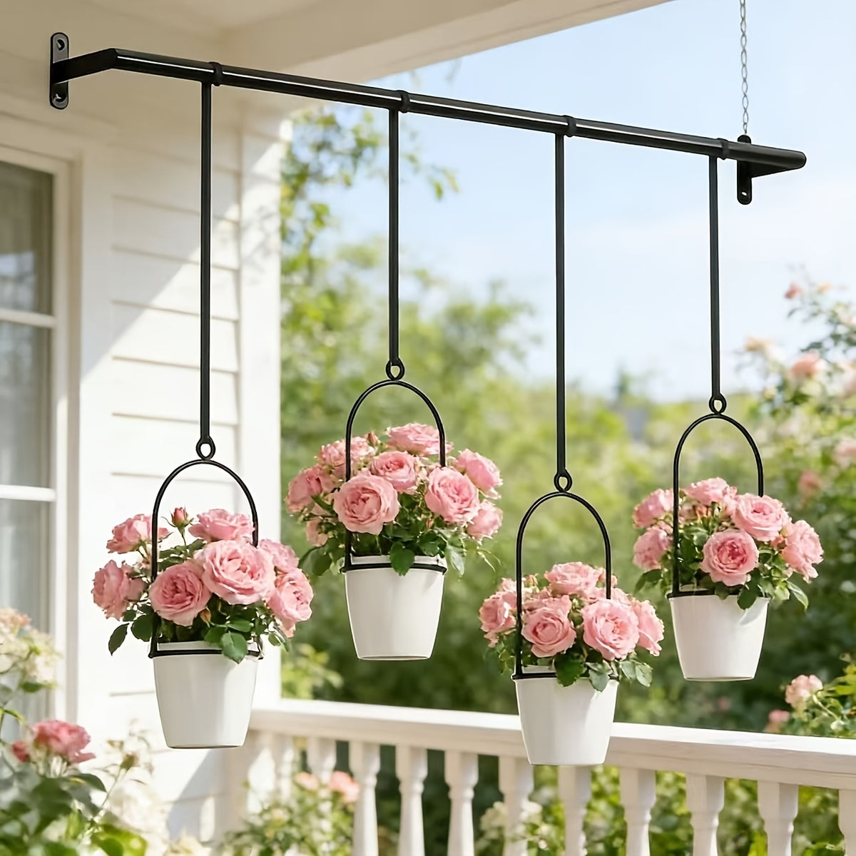 Suspension pour plante de balcon — barre 105 cm et 4 pots