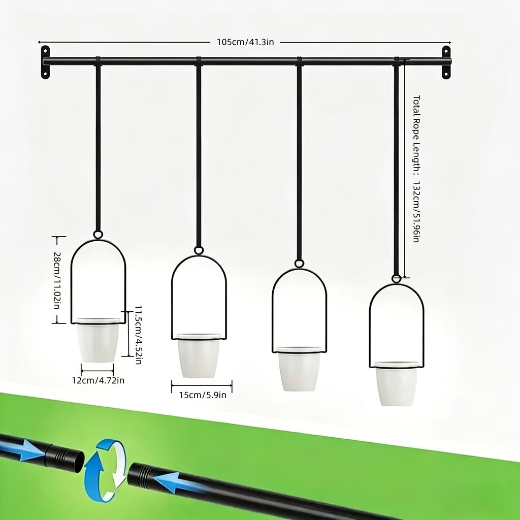 Suspension pour plante de balcon — barre 105 cm et 4 pots