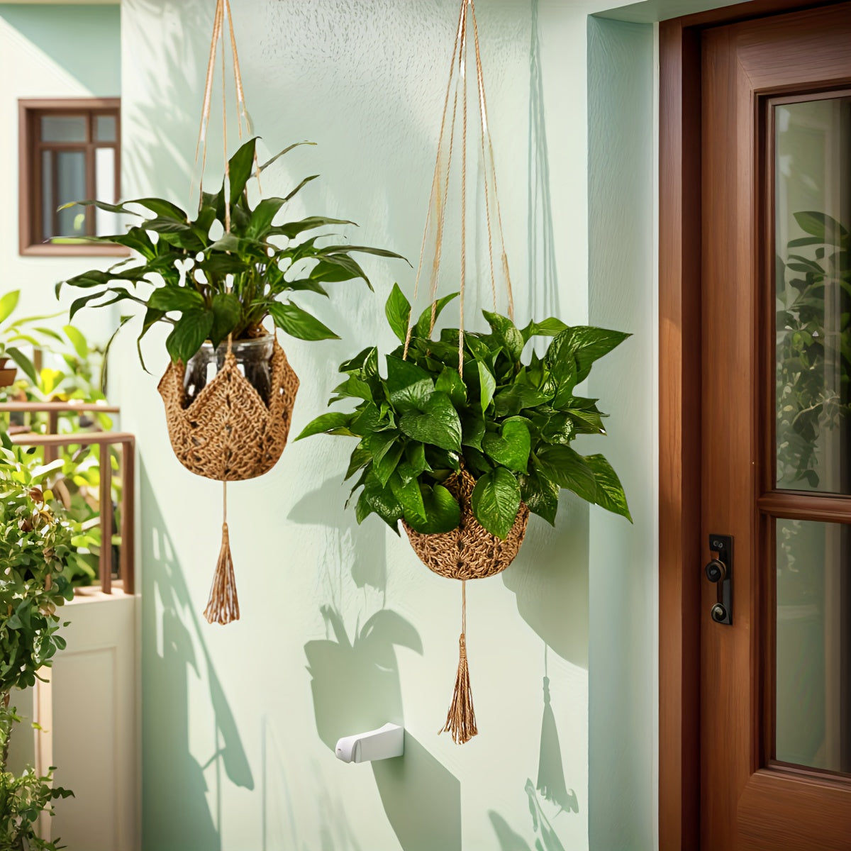 Suspension pour plante en jute crocheté — lot de 4, 100 cm