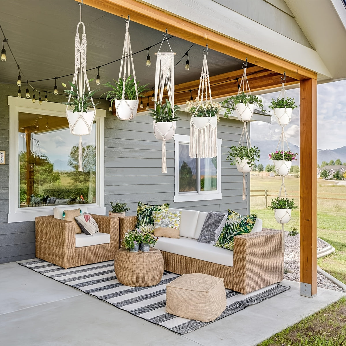 Suspension pour plante en macramé — lot de 6 modèles bohèmes