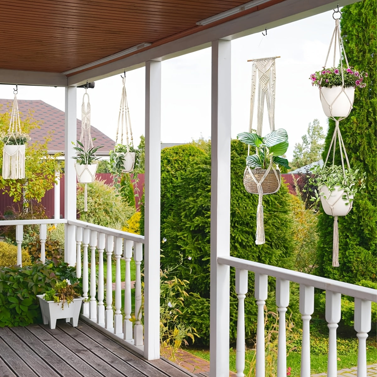 Suspension pour plante en macramé — lot de 6 modèles bohèmes