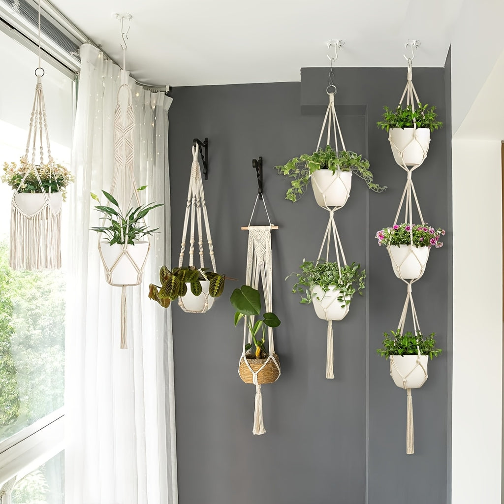 Suspension pour plante en macramé — lot de 6 modèles bohèmes