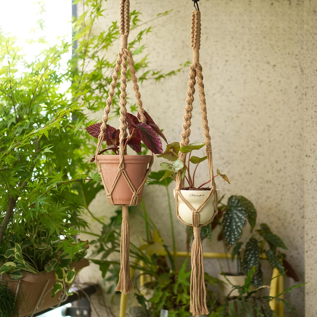 Suspension pour plante en macramé bohème — lot de 4, 105 cm