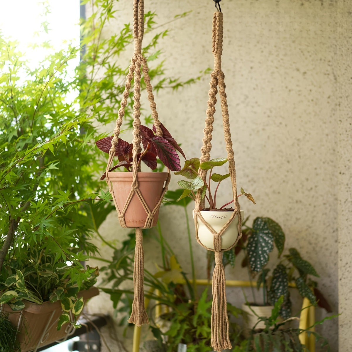 Suspension pour plante en macramé bohème — lot de 4, 105 cm