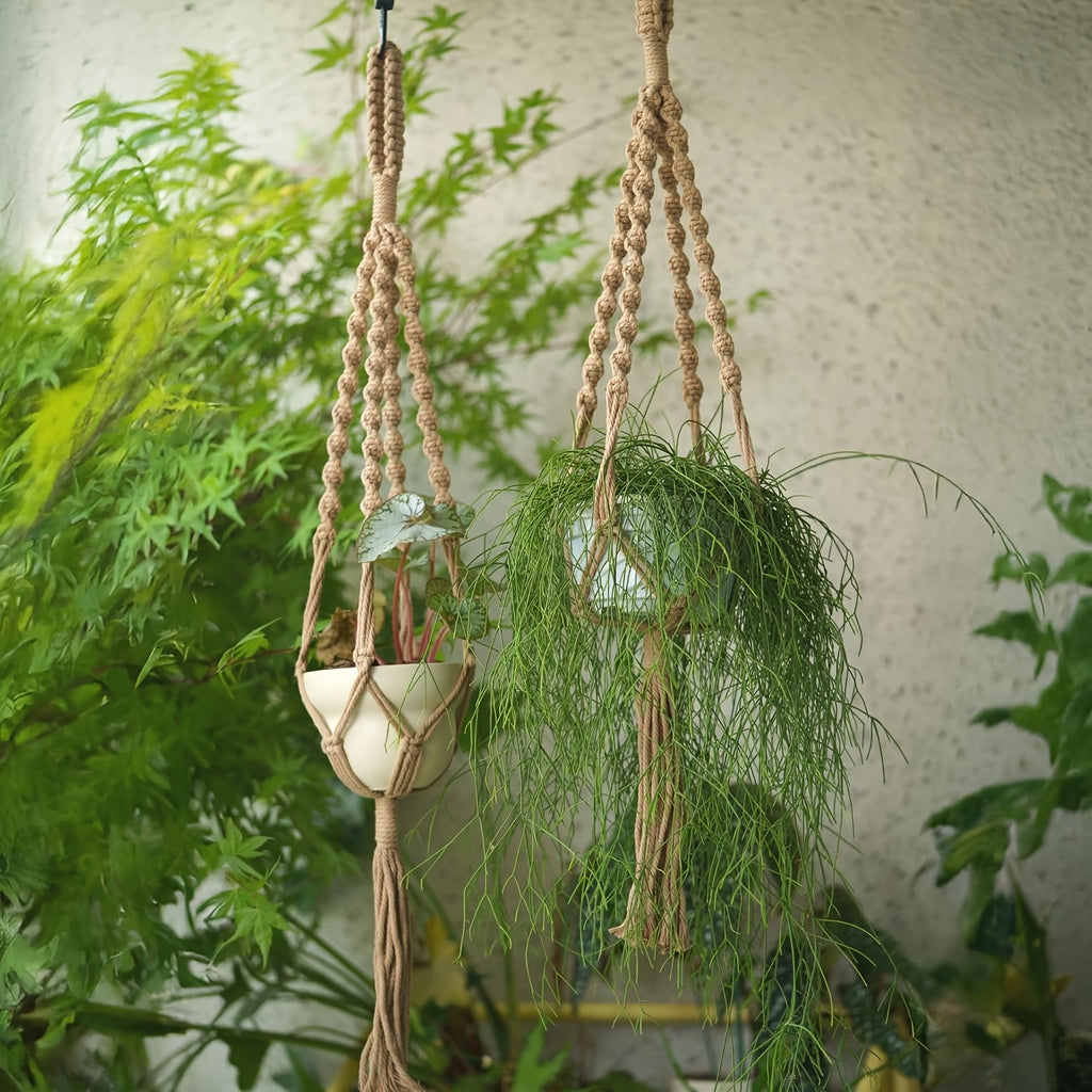 Suspension pour plante en macramé bohème — lot de 4, 105 cm