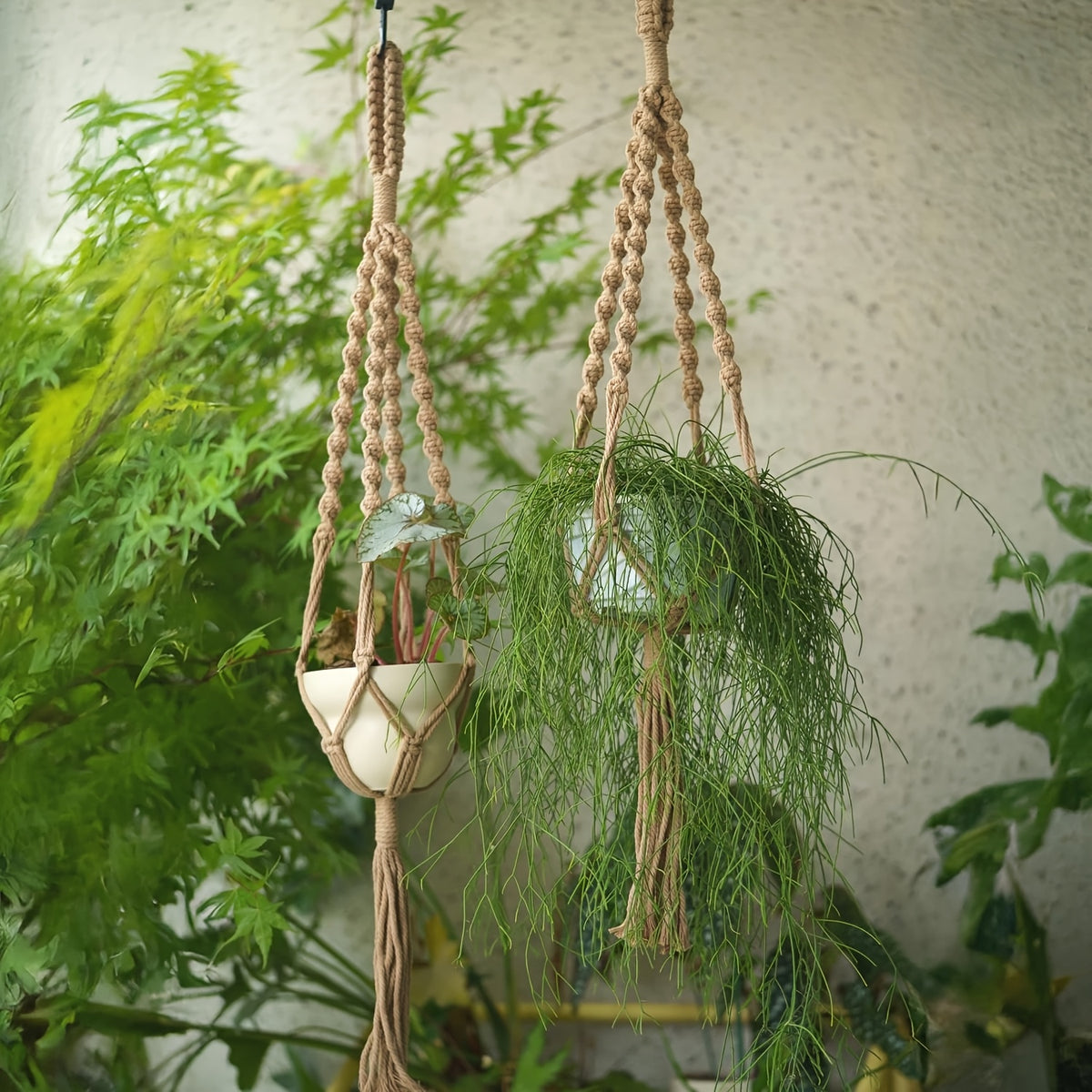 Suspension pour plante en macramé bohème — lot de 4, 105 cm