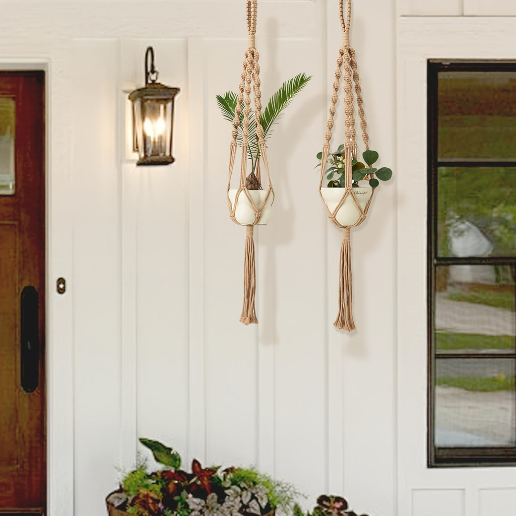Suspension pour plante en macramé bohème — lot de 4, 105 cm