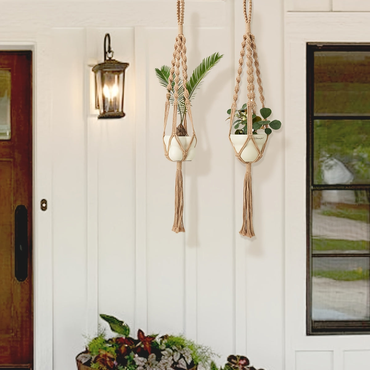 Suspension pour plante en macramé bohème — lot de 4, 105 cm