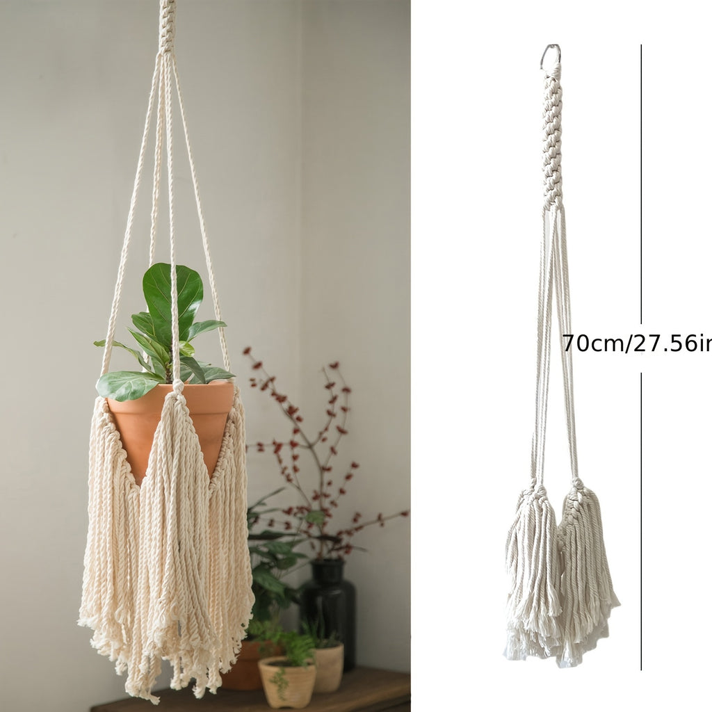 Suspension pour plante en macramé à franges — lot de 3 modèles