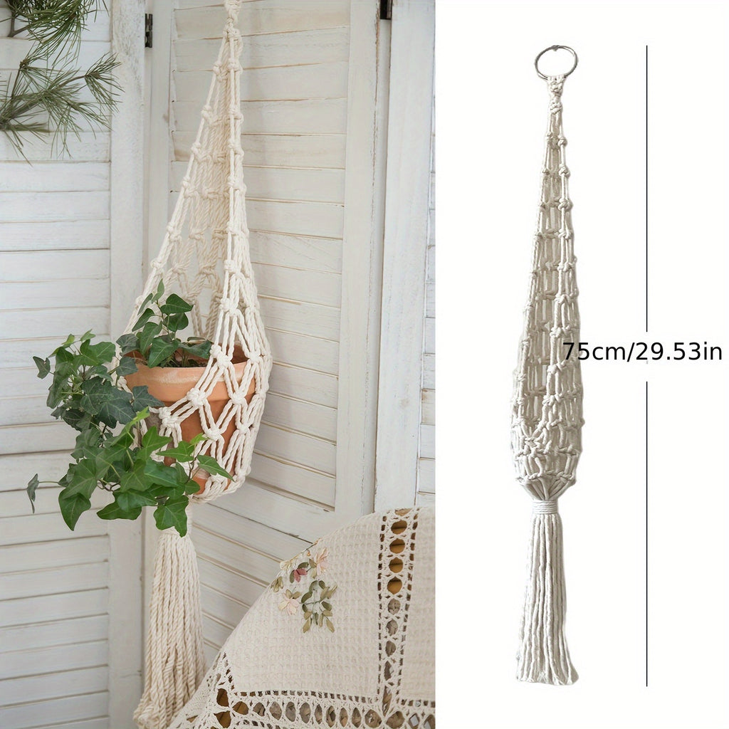 Suspension pour plante en macramé à franges — lot de 3 modèles