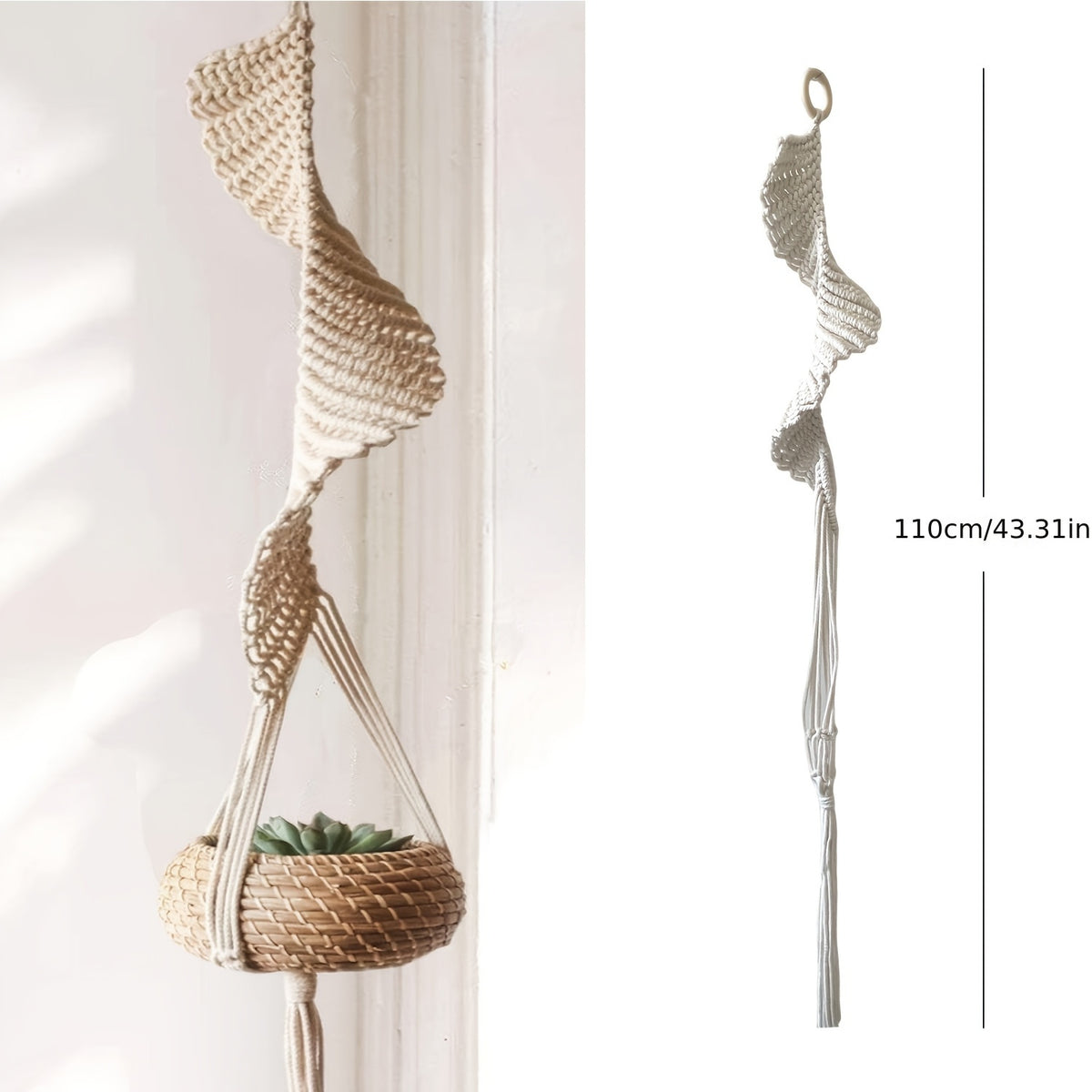 Suspension pour plante en macramé à franges — lot de 3 modèles
