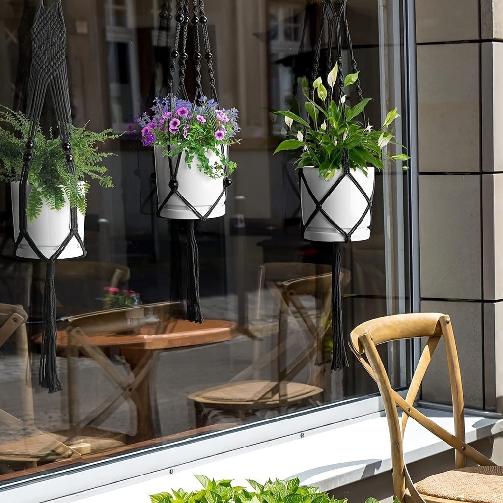 Suspension pour plante en macramé — lot de 4, 100 à 122 cm