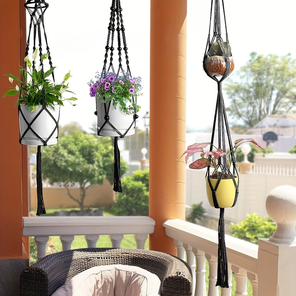 Suspension pour plante en macramé — lot de 4, 100 à 122 cm